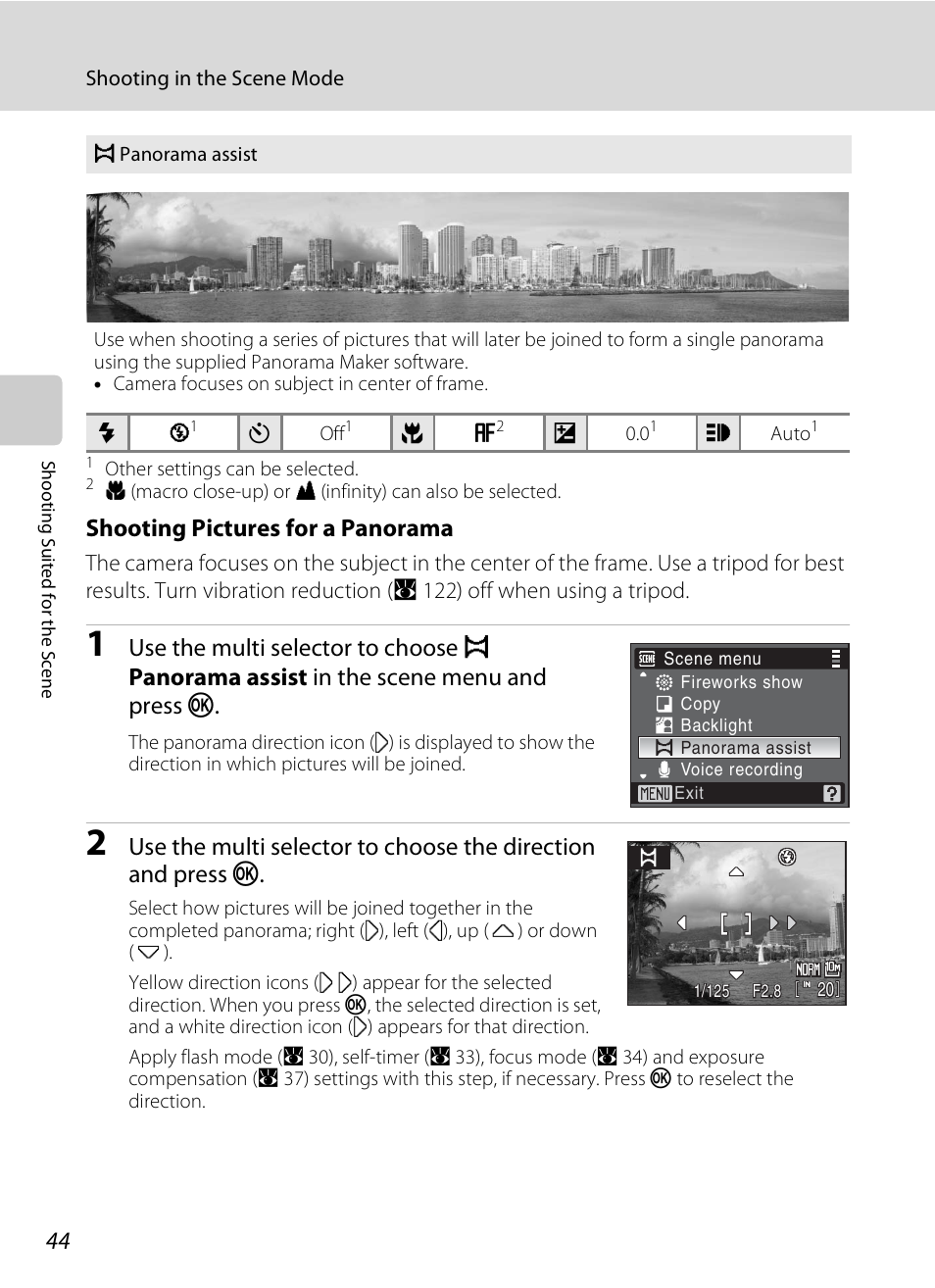 Shooting pictures for a panorama | Nikon P80 User Manual | Page 58 / 167