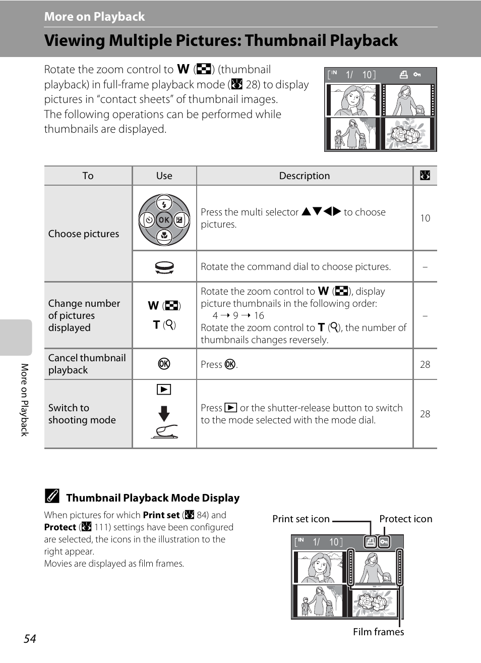 More on playback, Viewing multiple pictures: thumbnail playback, C more on playback | Nikon P80 User Manual | Page 68 / 167