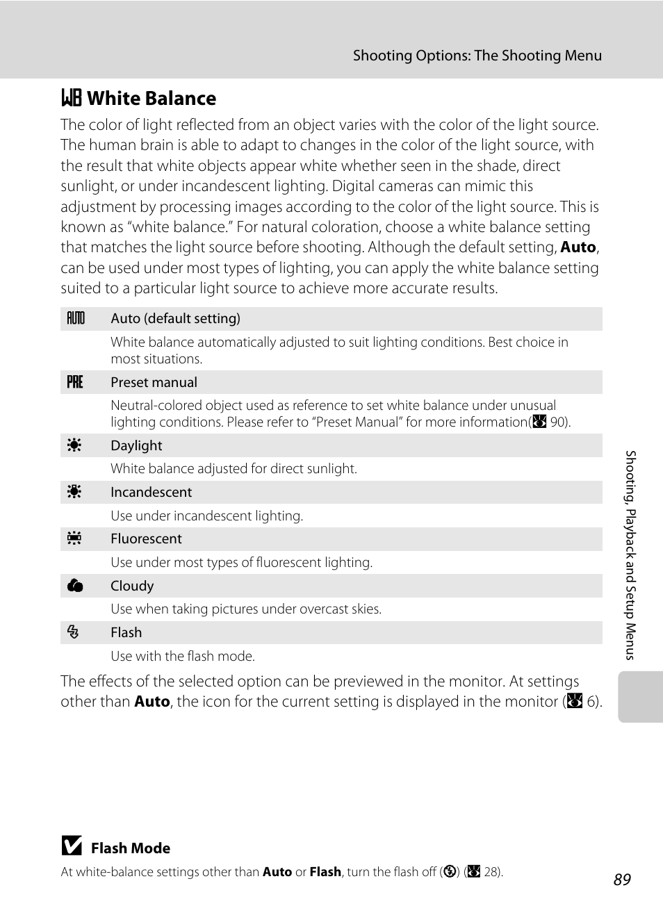 White balance, B white balance, A 89) | A 89 | Nikon S550 User Manual | Page 101 / 164