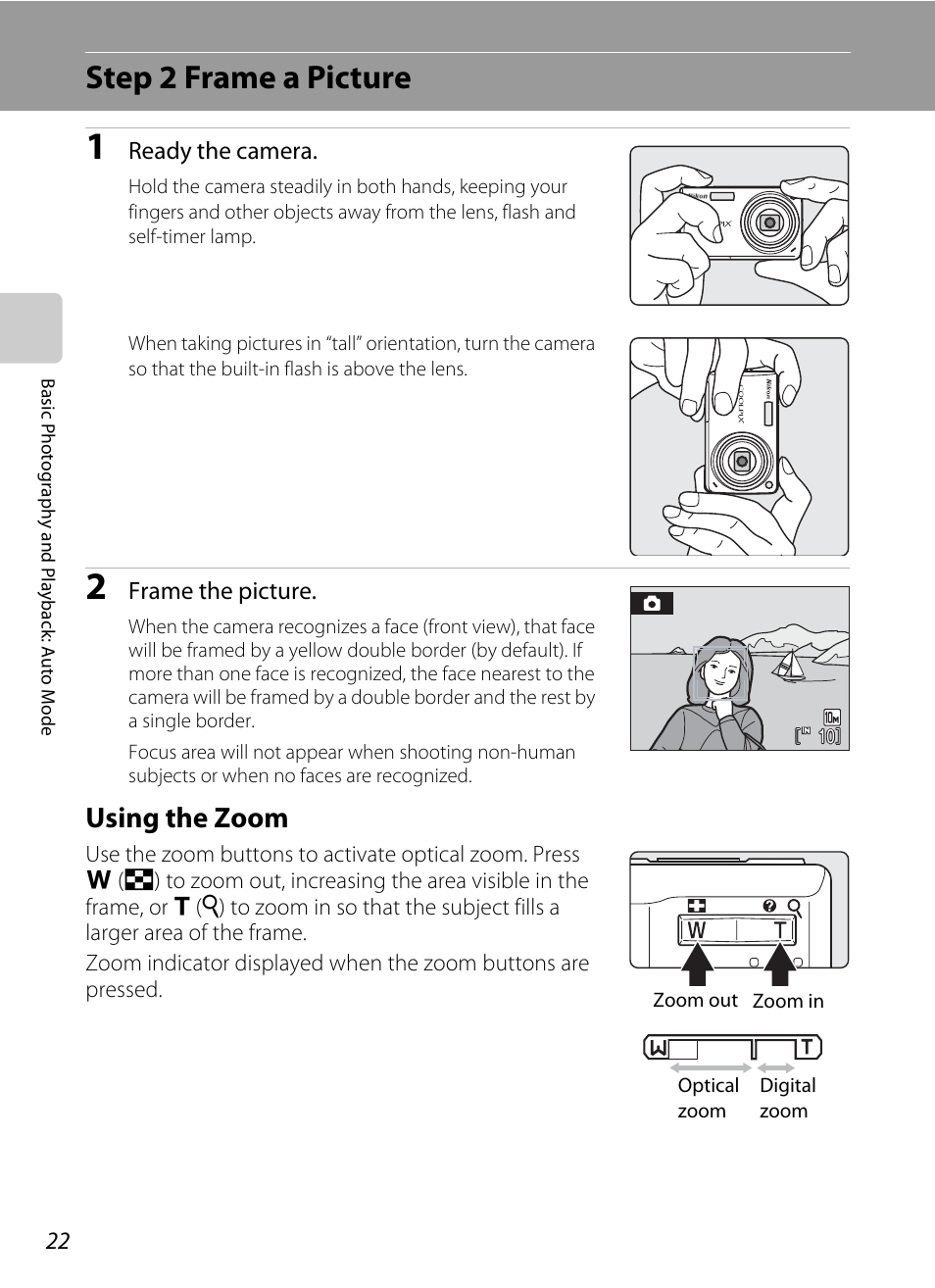 Step 2 frame a picture, Using the zoom | Nikon S550 User Manual | Page 34 / 164