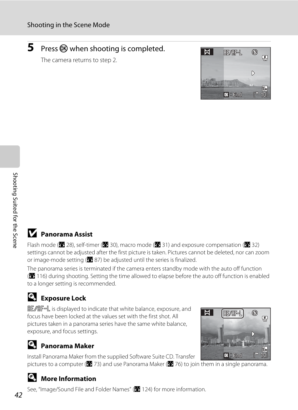 Press k when shooting is completed | Nikon S550 User Manual | Page 54 / 164