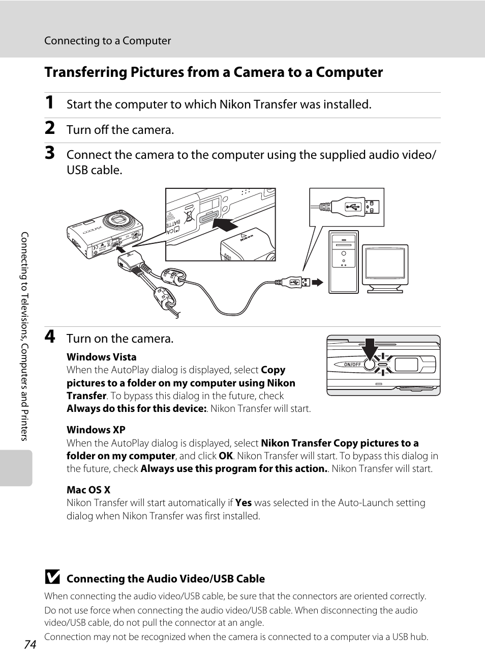 Transferring pictures from a camera to a computer | Nikon S550 User Manual | Page 86 / 164