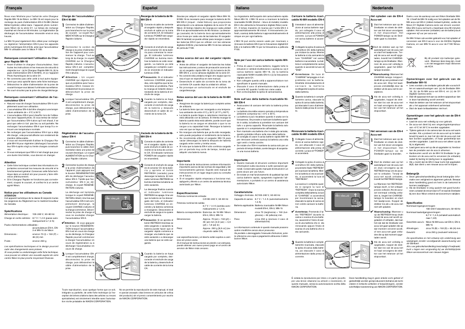 Nikon MH-16 AC Battery Charger EN-4 User Manual | Page 2 / 2