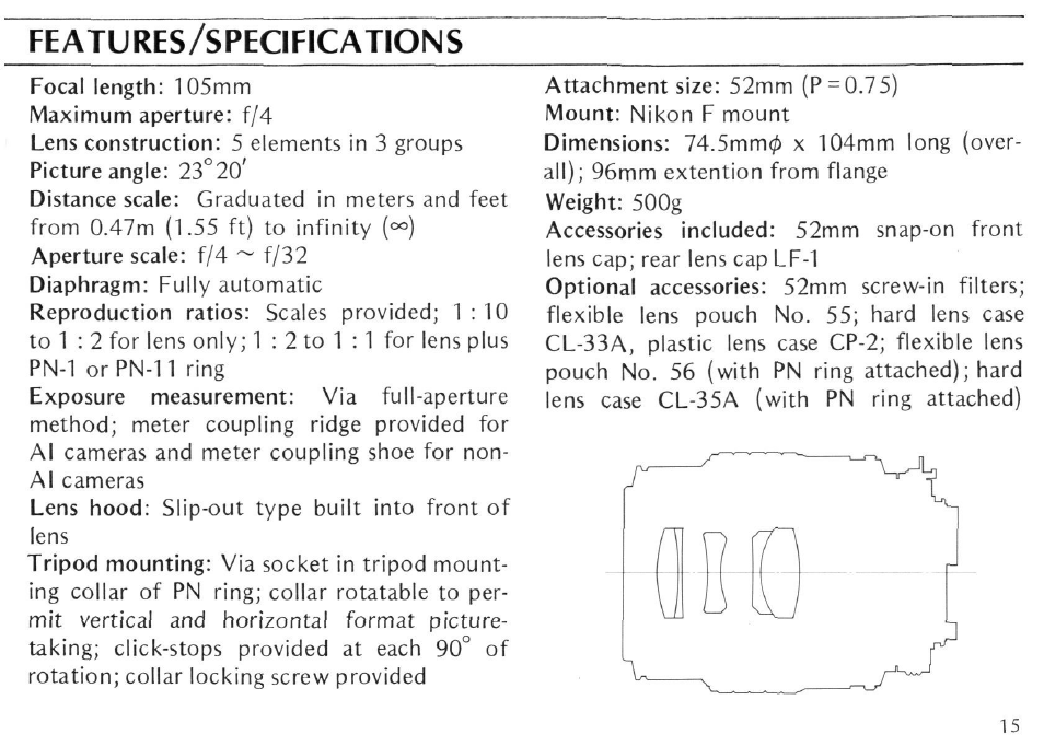 Nikon AI Micro-NIKKOR 105mm f-4 User Manual | Page 15 / 25
