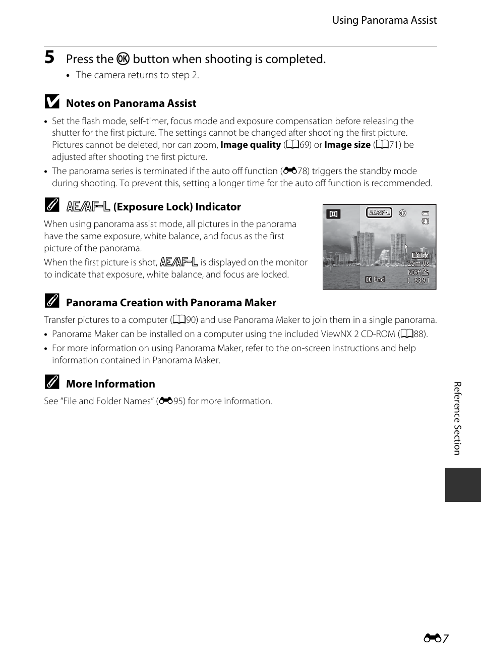 Press the k button when shooting is completed | Nikon P330 User Manual | Page 131 / 252