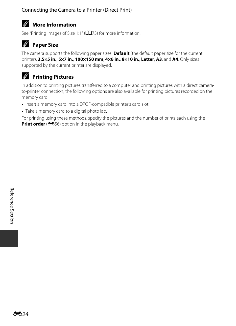 Size, E24), E 24 | Nikon P330 User Manual | Page 148 / 252