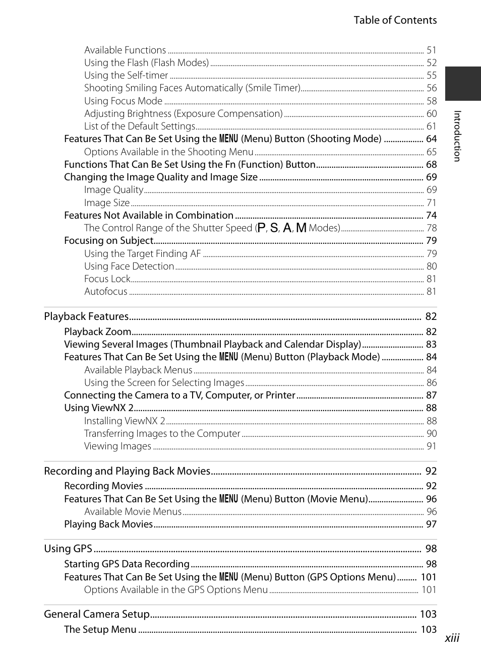 Xiii | Nikon P330 User Manual | Page 15 / 252