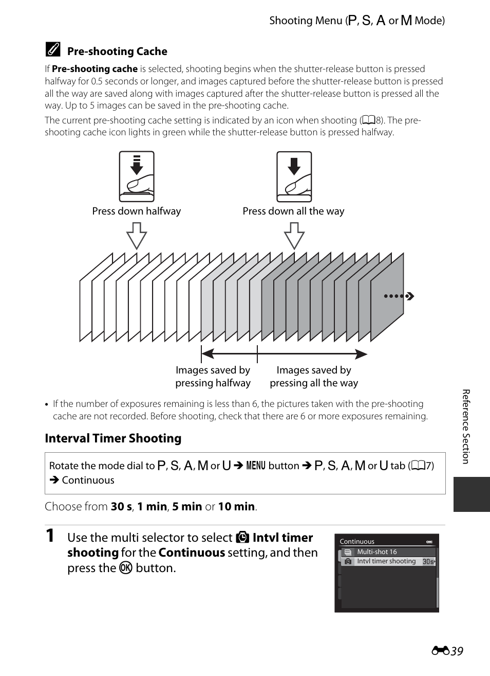 E39), E 39, Interval timer shooting | Nikon P330 User Manual | Page 163 / 252