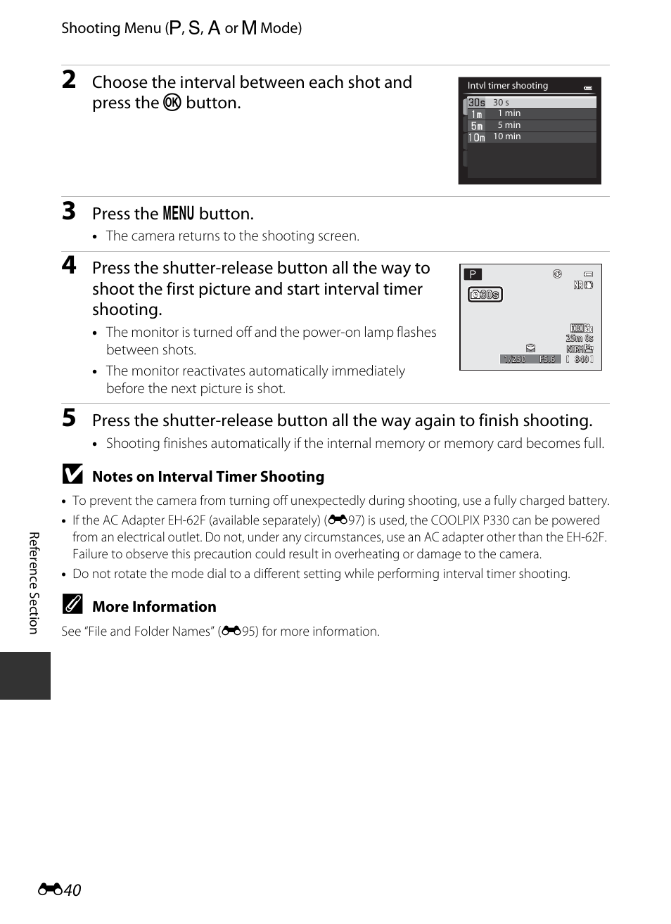 E 40, Press the d button | Nikon P330 User Manual | Page 164 / 252