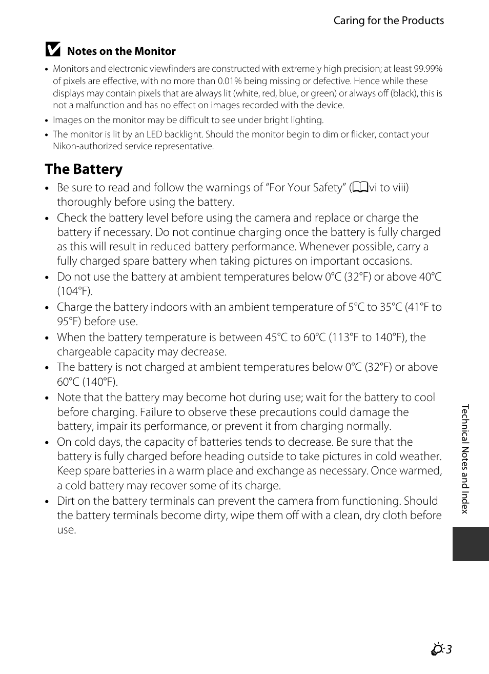 The battery, R “the battery | Nikon P330 User Manual | Page 225 / 252