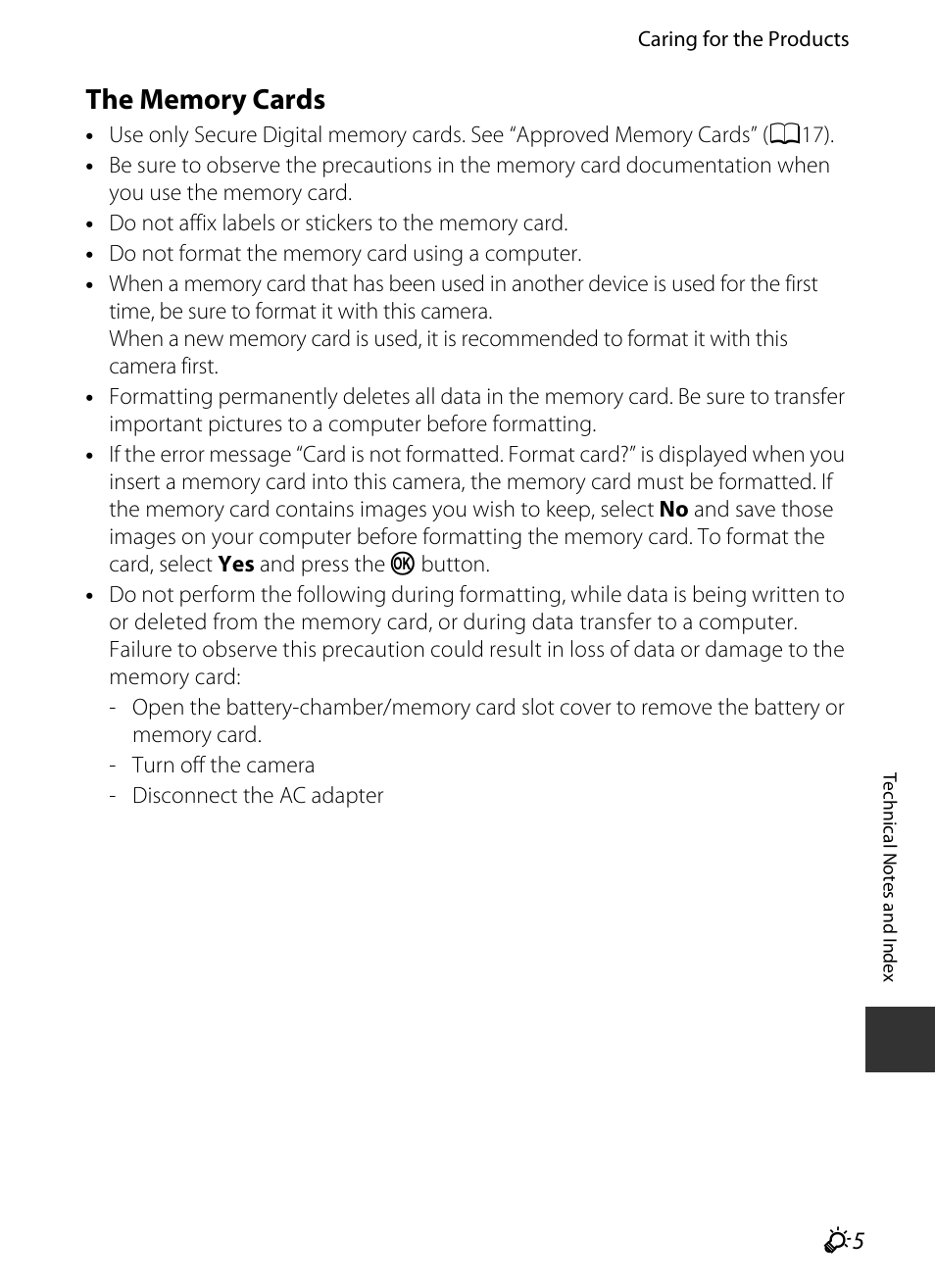 The memory cards | Nikon P330 User Manual | Page 227 / 252