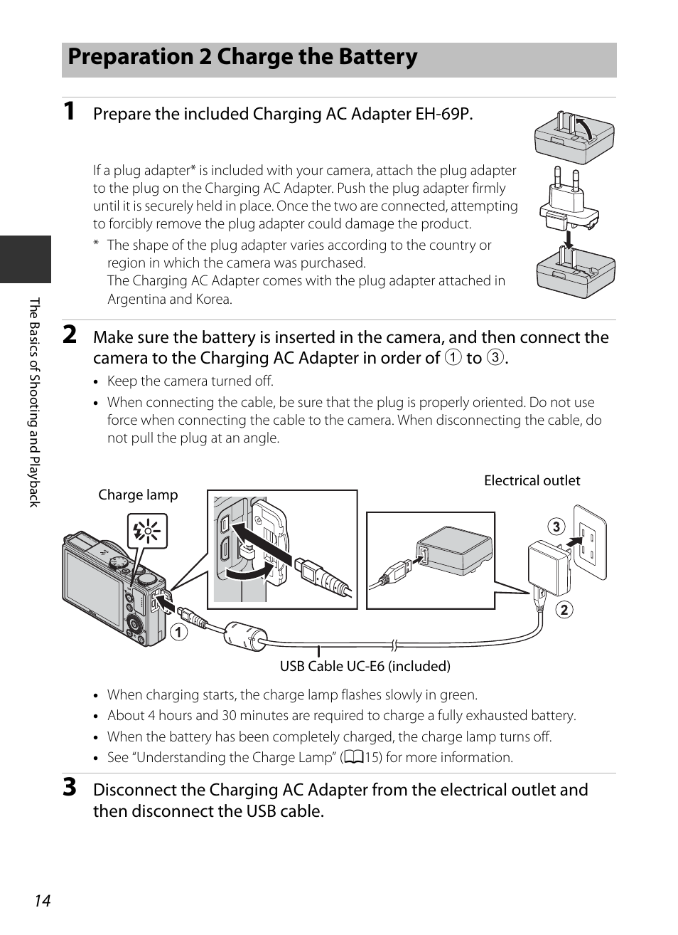 Preparation 2 charge the battery | Nikon P330 User Manual | Page 32 / 252