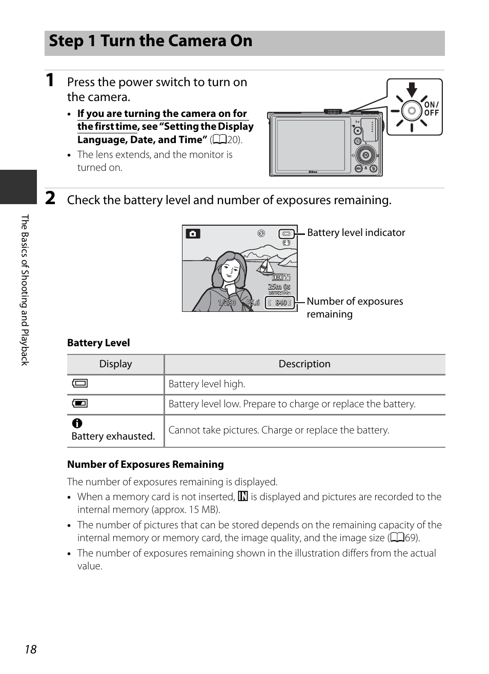 Step 1 turn the camera on, Press the power switch to turn on the camera | Nikon P330 User Manual | Page 36 / 252