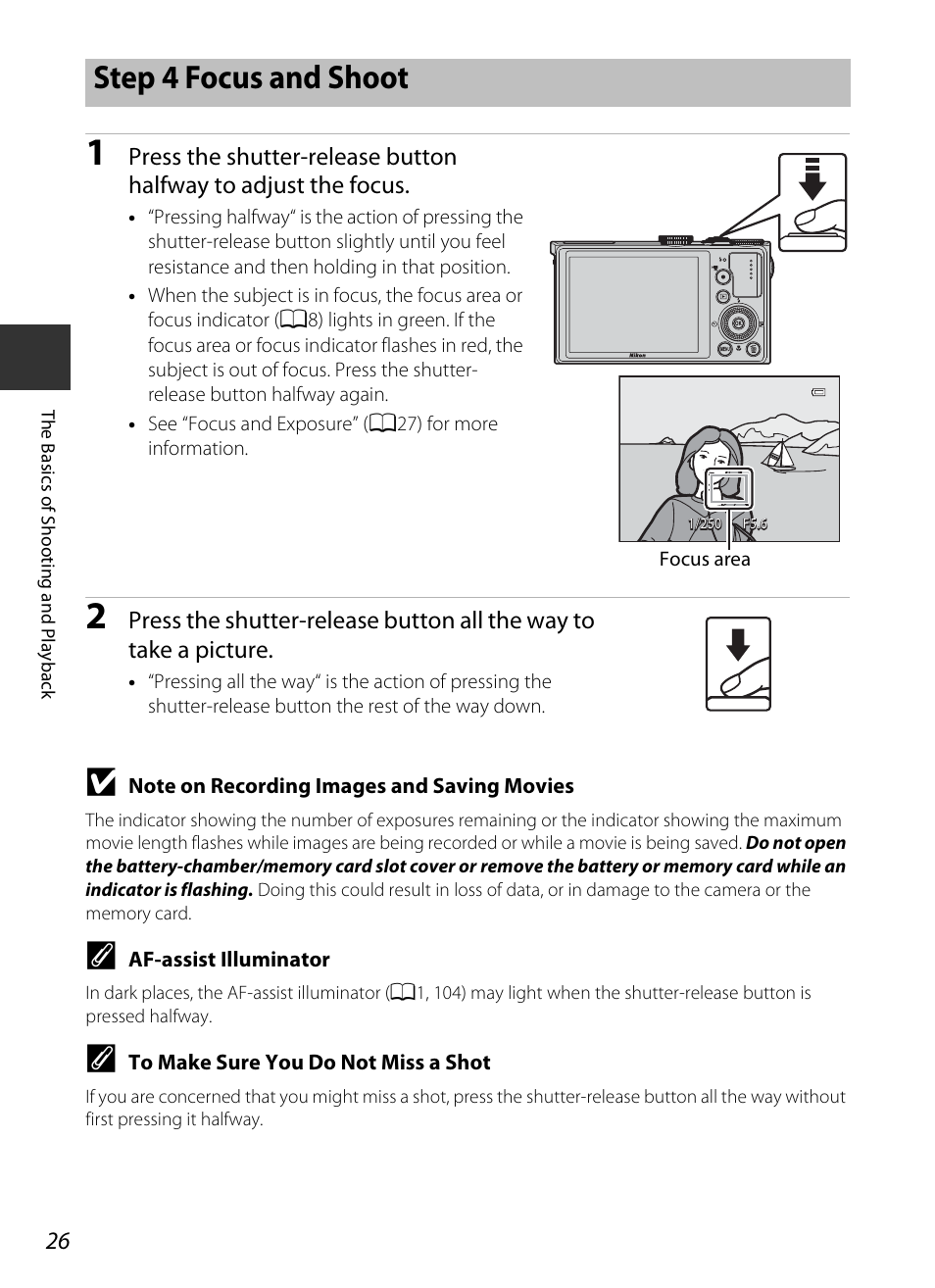 Step 4 focus and shoot | Nikon P330 User Manual | Page 44 / 252