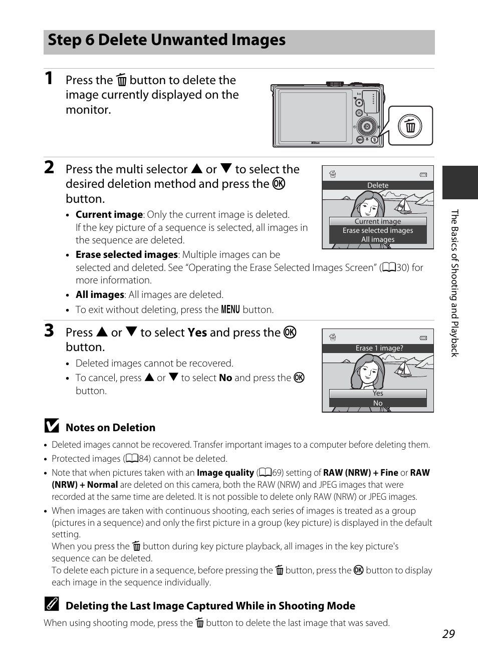 Step 6 delete unwanted images | Nikon P330 User Manual | Page 47 / 252