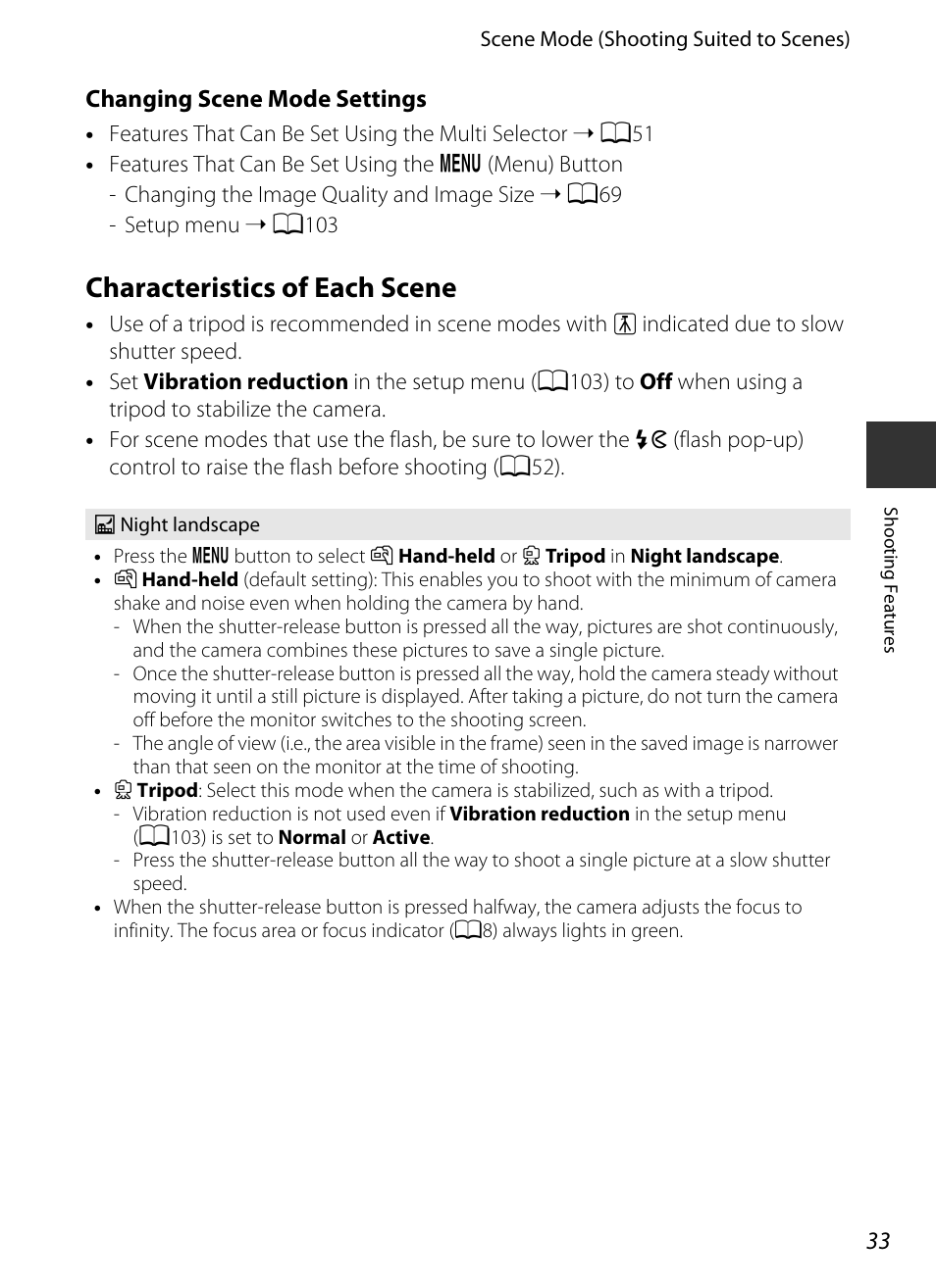 Characteristics of each scene, Ape (a33) | Nikon P330 User Manual | Page 51 / 252