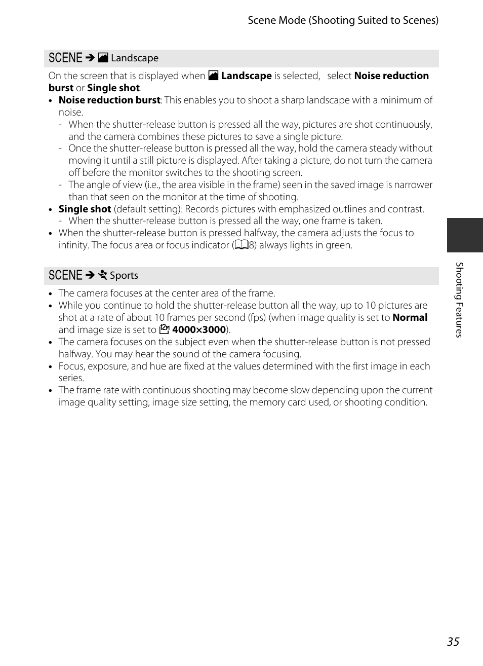 A35), Sports (a35) | Nikon P330 User Manual | Page 53 / 252