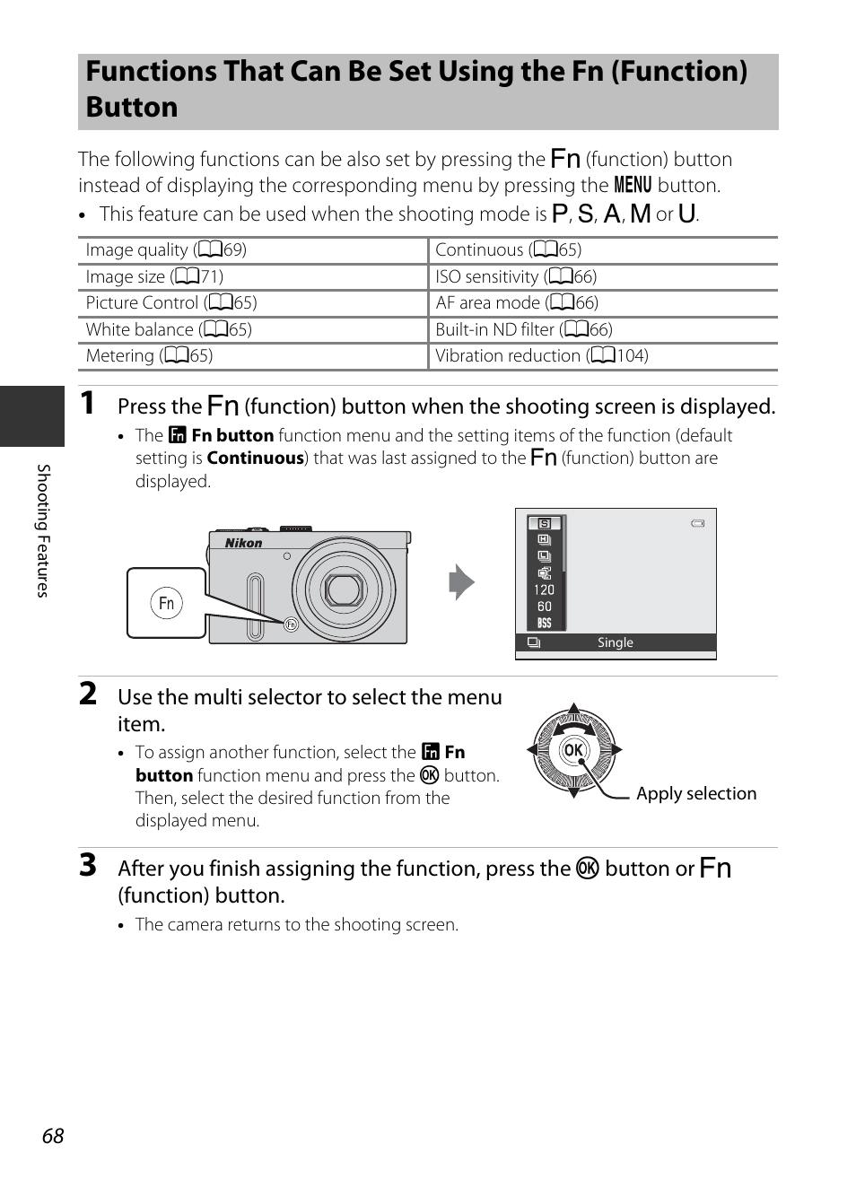 A68) | Nikon P330 User Manual | Page 86 / 252