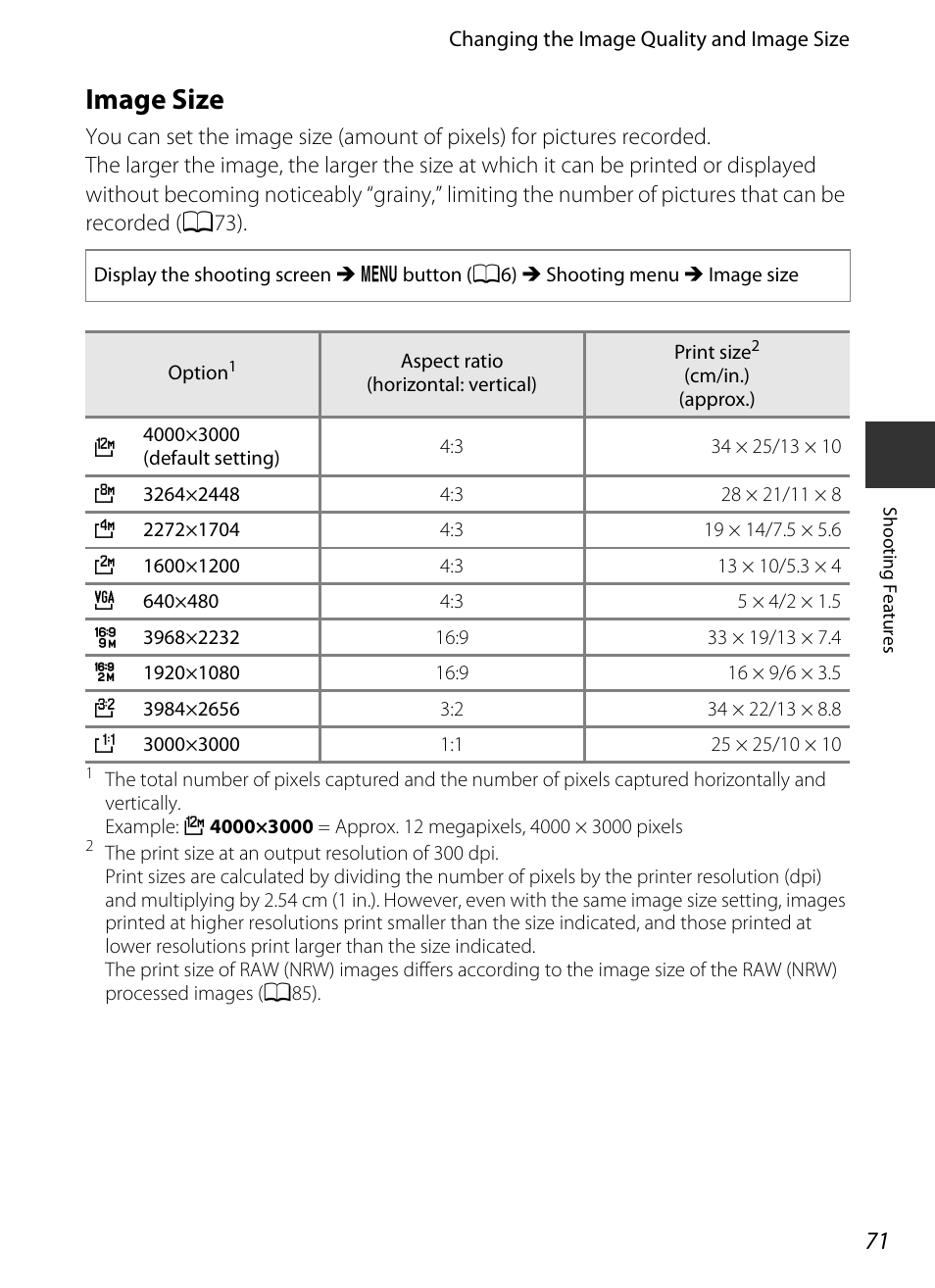 Image size, A71) | Nikon P330 User Manual | Page 89 / 252