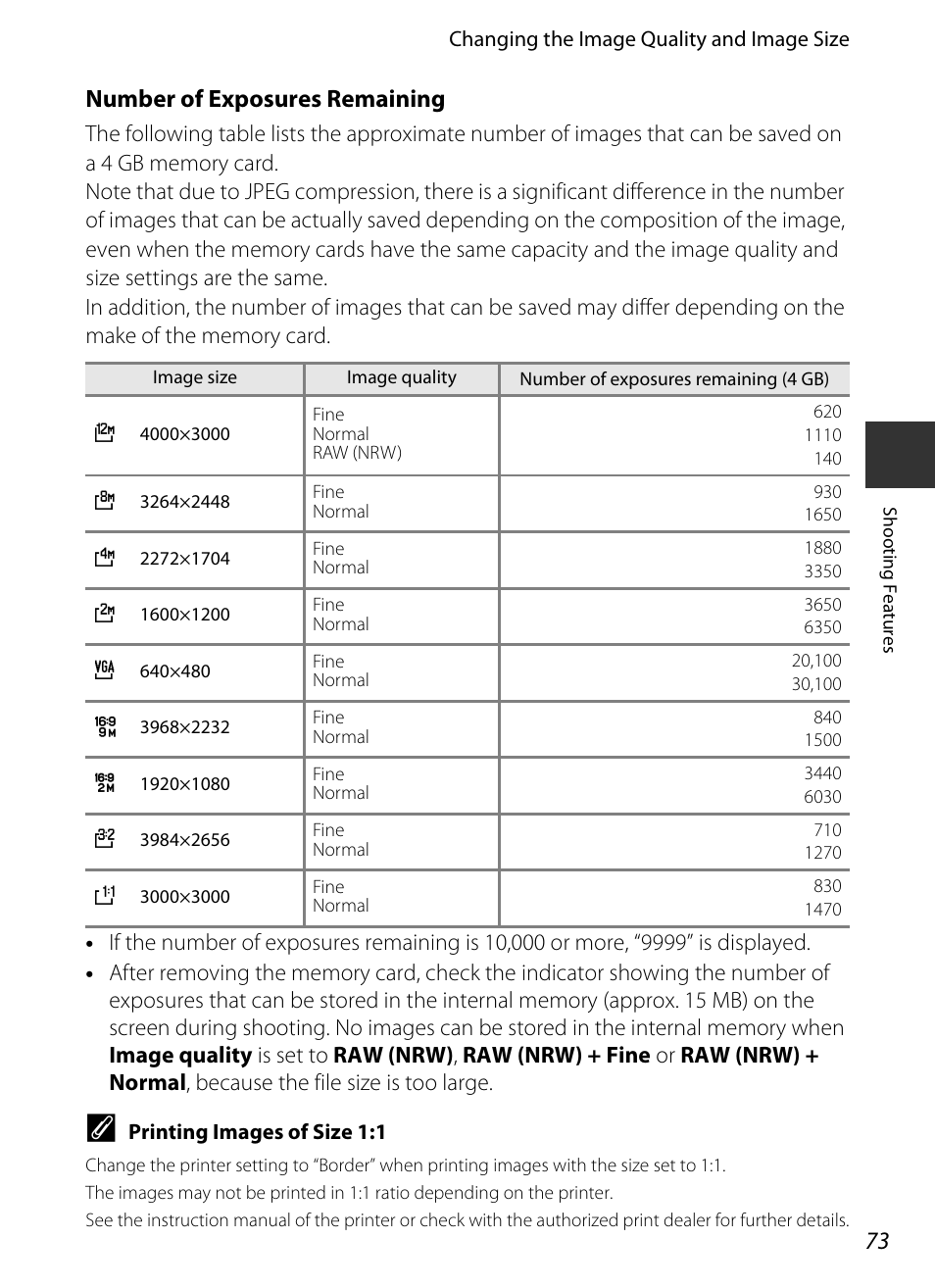 A73) is r, Number of exposures remaining, A73) | Nikon P330 User Manual | Page 91 / 252