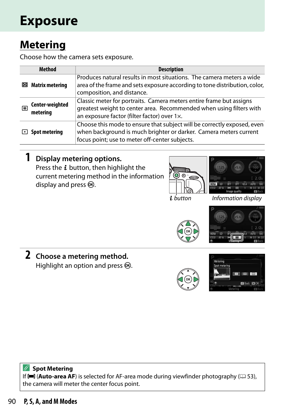 Exposure, Metering | Nikon D5300 User Manual | Page 110 / 300