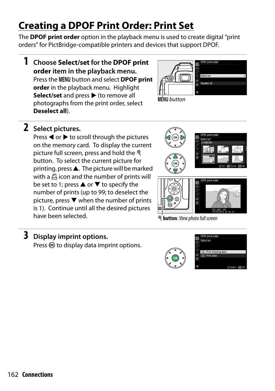 Creating a dpof print order: print set | Nikon D5300 User Manual | Page 182 / 300