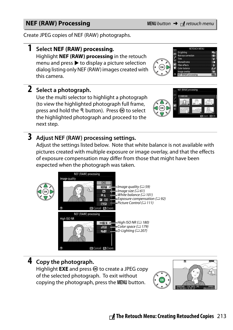 Nef (raw) processing | Nikon D5300 User Manual | Page 233 / 300