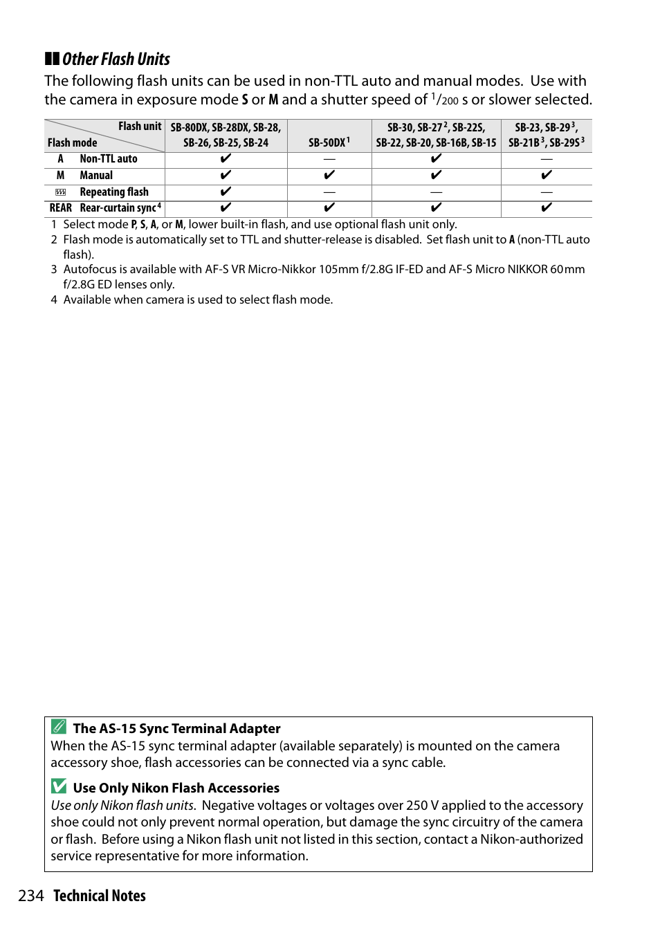 Other flash units, S or slower selected | Nikon D5300 User Manual | Page 254 / 300
