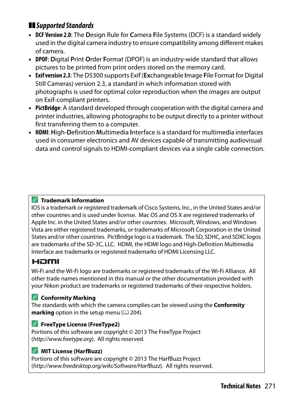 Supported standards | Nikon D5300 User Manual | Page 291 / 300