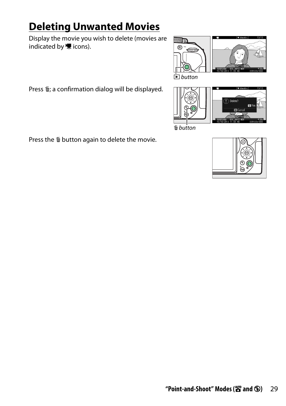 Deleting unwanted movies | Nikon D5300 User Manual | Page 49 / 300