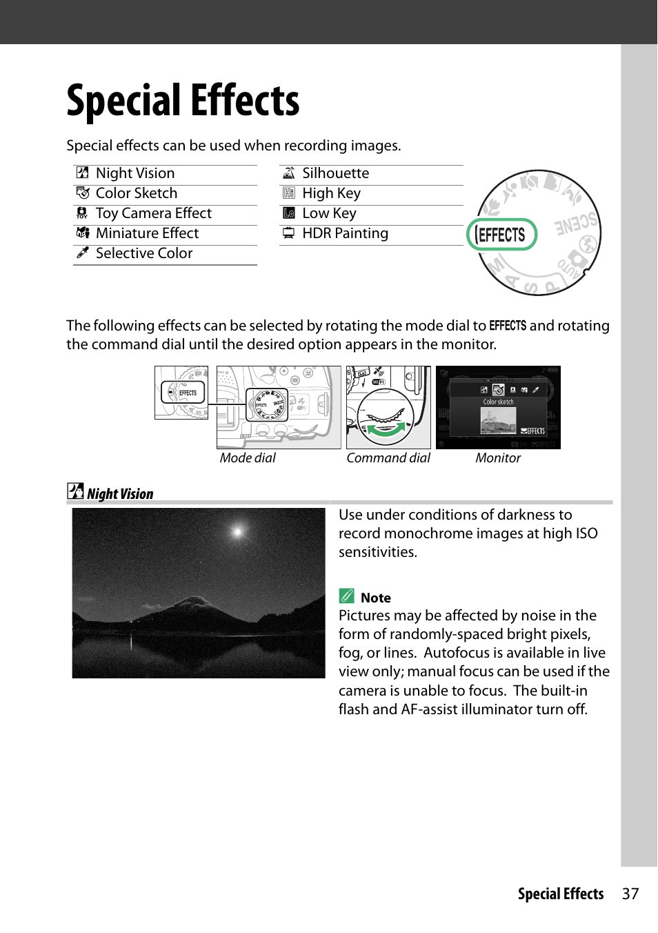 Special effects, Night vision | Nikon D5300 User Manual | Page 57 / 300