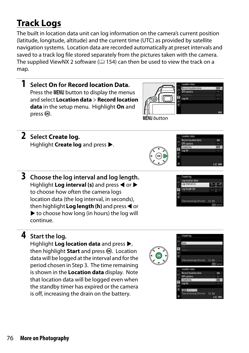 Track logs, 0 76), the | Nikon D5300 User Manual | Page 96 / 300