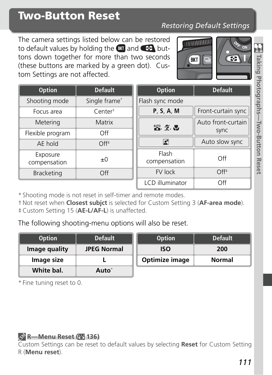 Two-button reset | Nikon D70S User Manual | Page 121 / 219