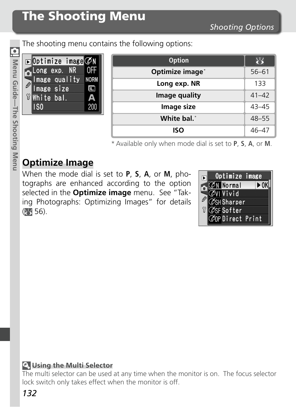 The shooting menu, Optimize image | Nikon D70S User Manual | Page 142 / 219