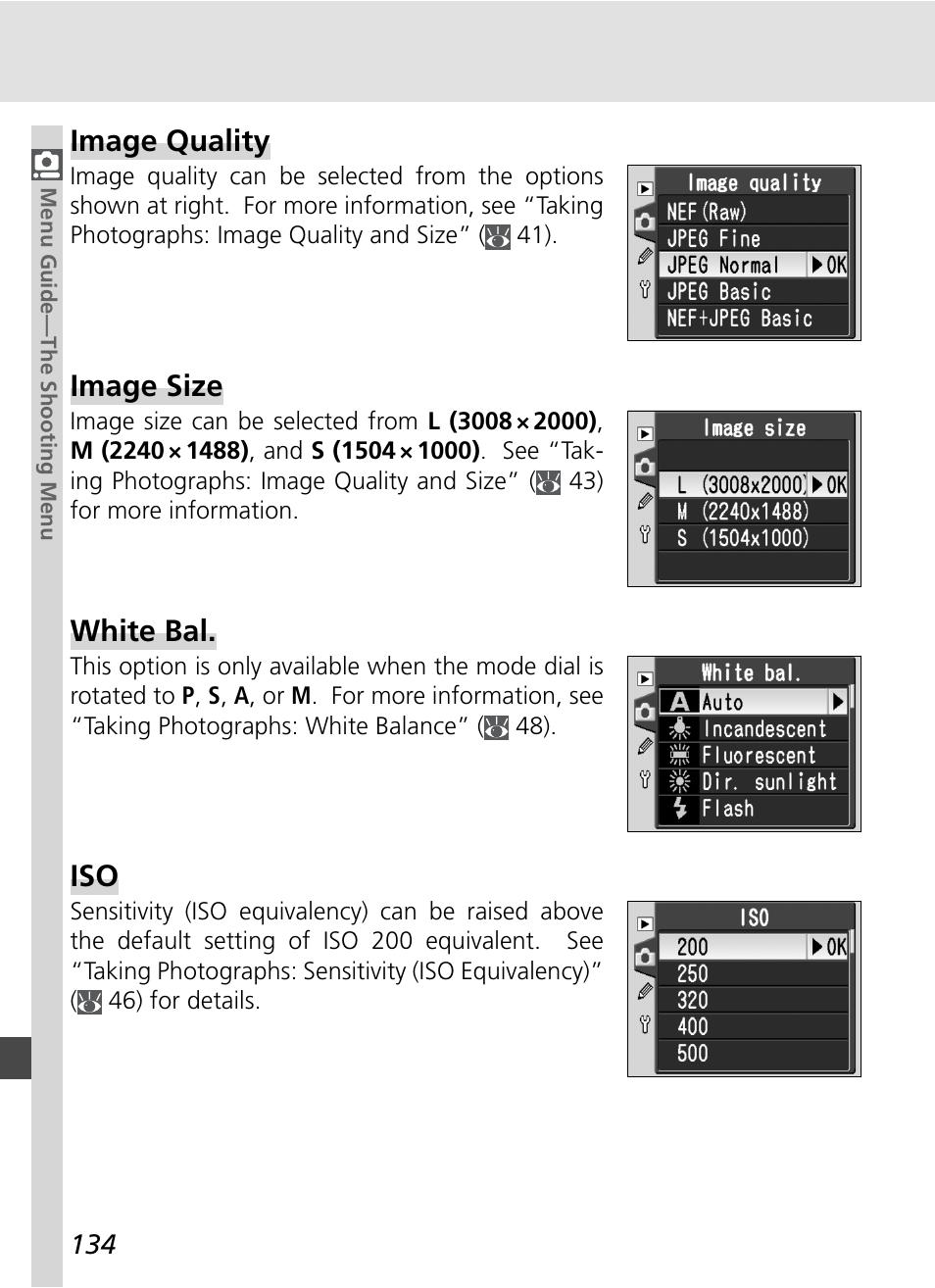 Image quality, Image size, White bal | Nikon D70S User Manual | Page 144 / 219