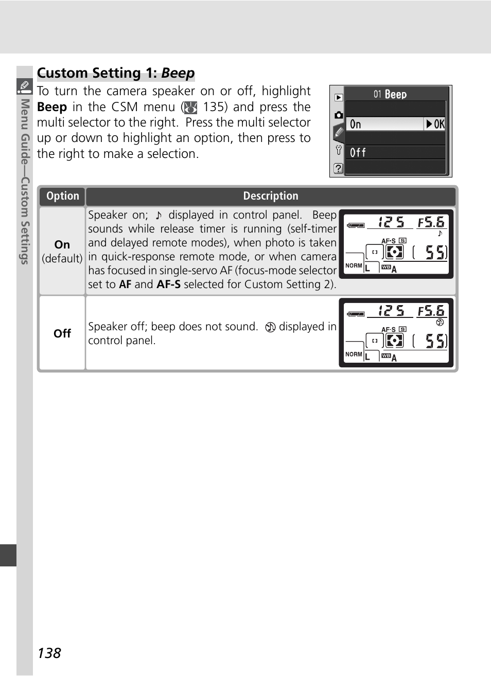 Custom setting 1: beep | Nikon D70S User Manual | Page 148 / 219