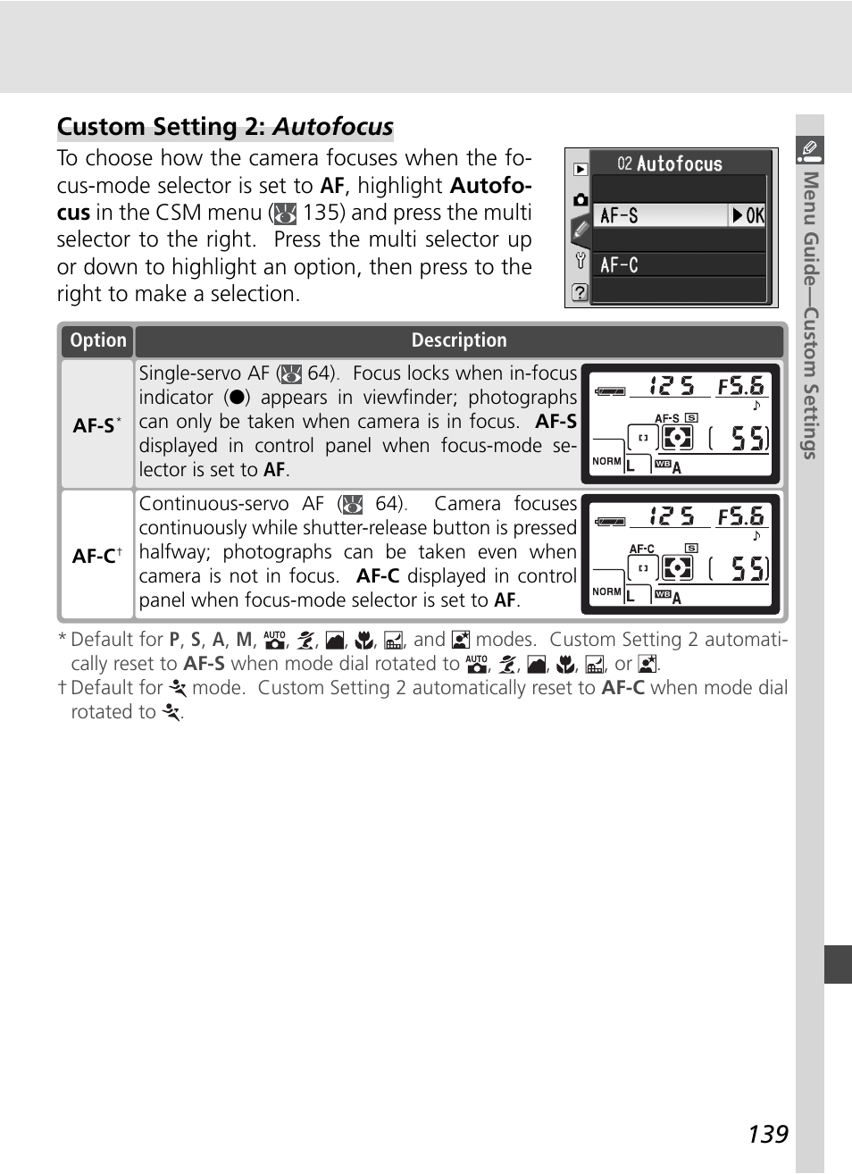 Custom setting 2: autofocus | Nikon D70S User Manual | Page 149 / 219