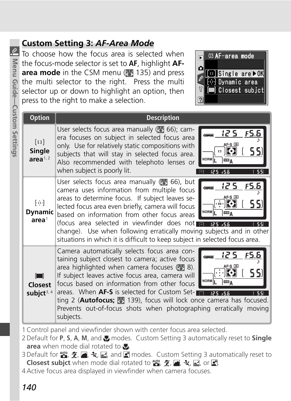 Custom setting 3: af-area mode | Nikon D70S User Manual | Page 150 / 219