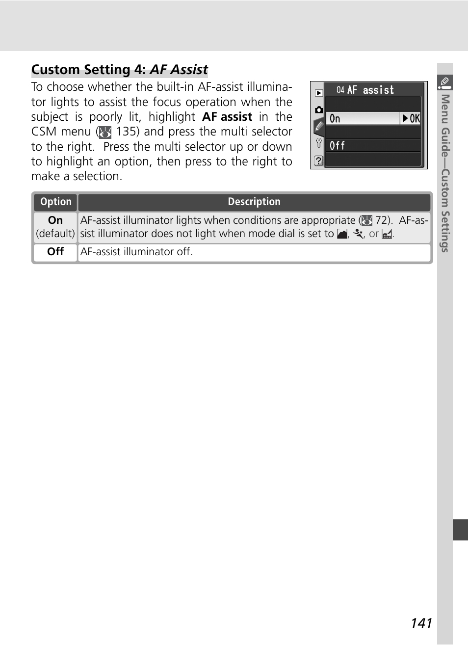 Custom setting 4: af assist | Nikon D70S User Manual | Page 151 / 219