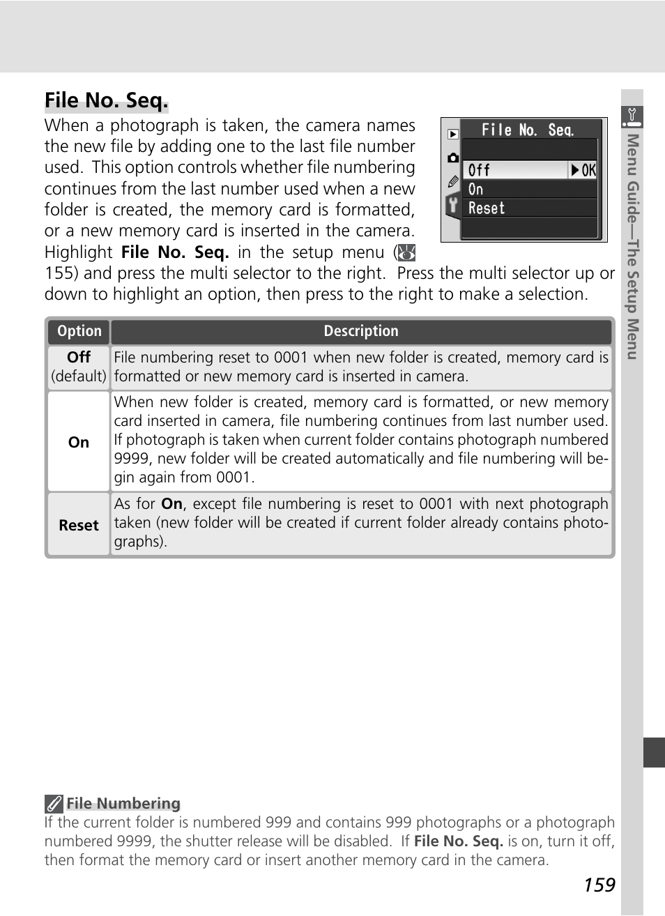 File no. seq | Nikon D70S User Manual | Page 169 / 219