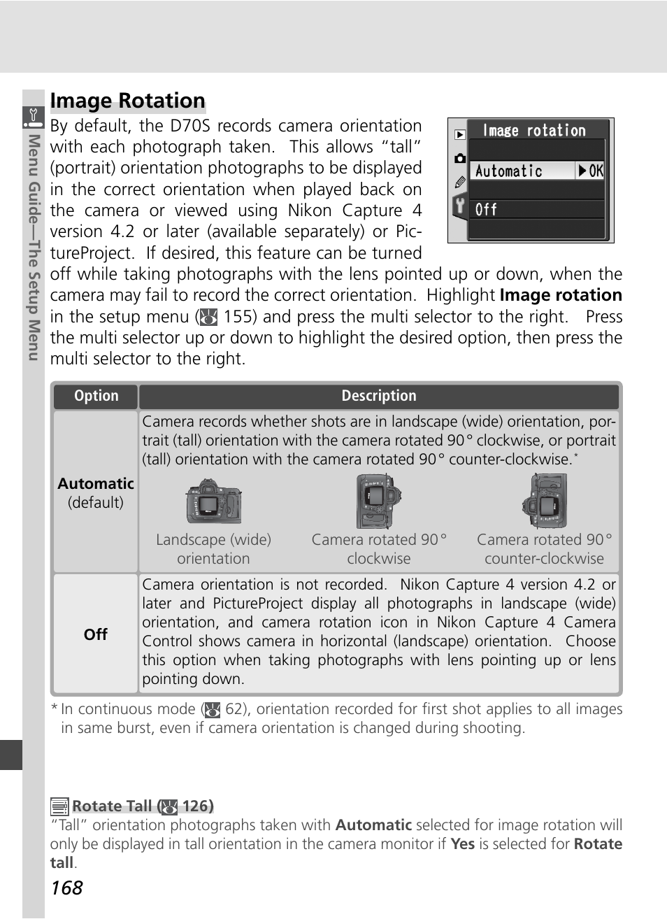 Image rotation | Nikon D70S User Manual | Page 178 / 219