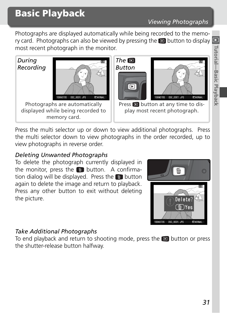 Basic playback | Nikon D70S User Manual | Page 41 / 219