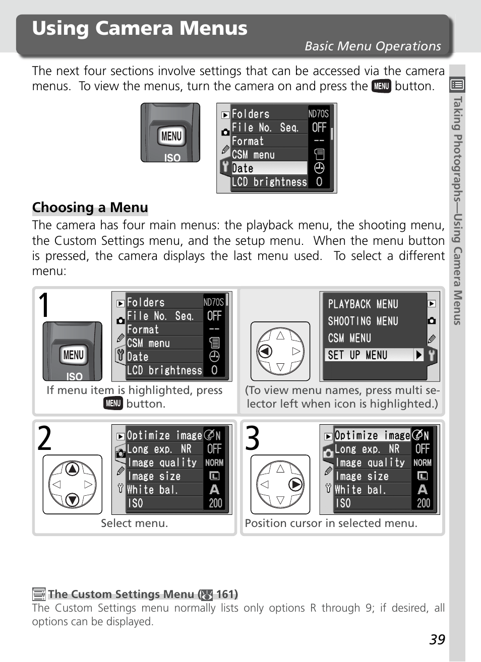 Using camera menus | Nikon D70S User Manual | Page 49 / 219