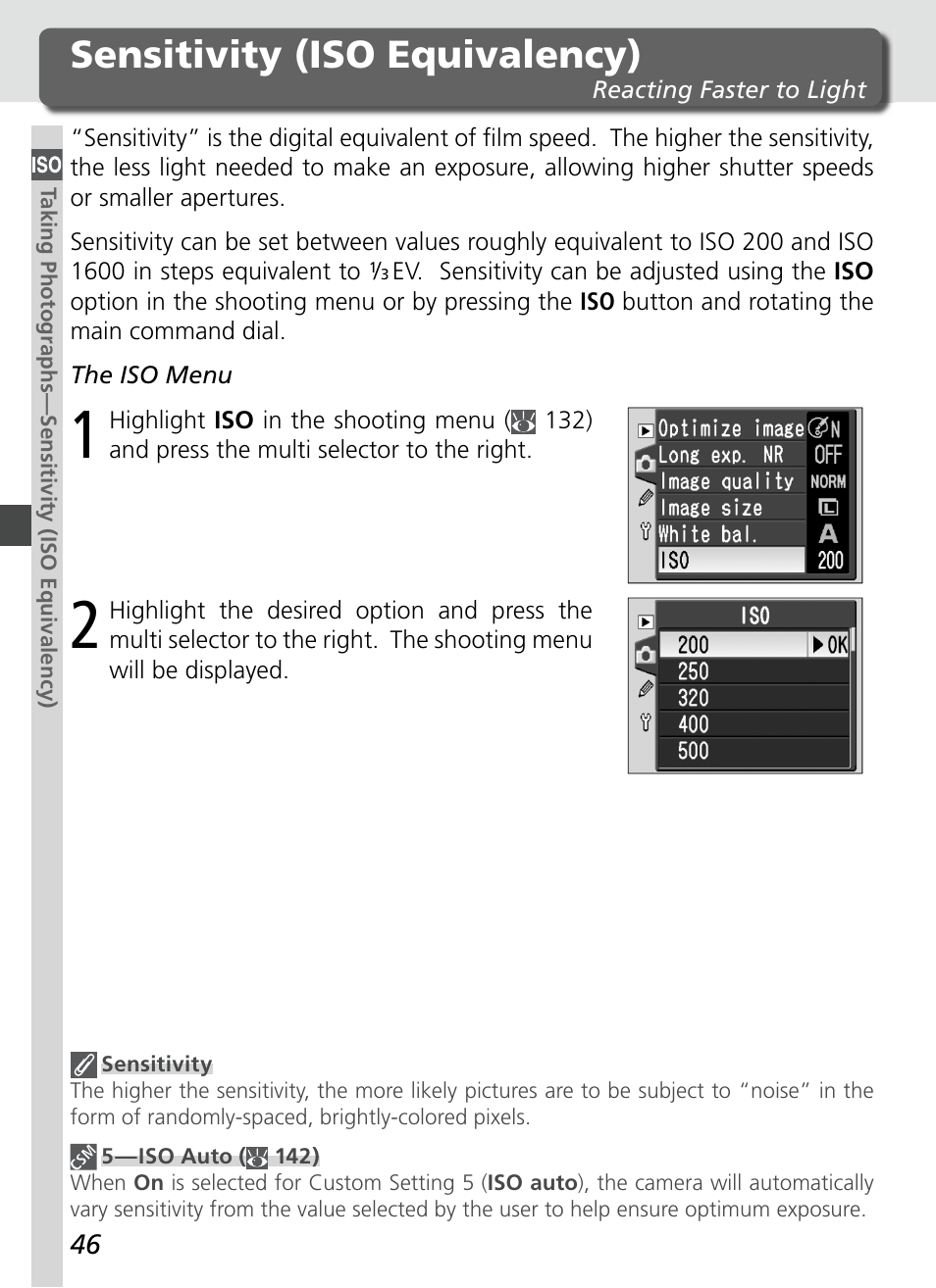 Sensitivity (iso equivalency) | Nikon D70S User Manual | Page 56 / 219