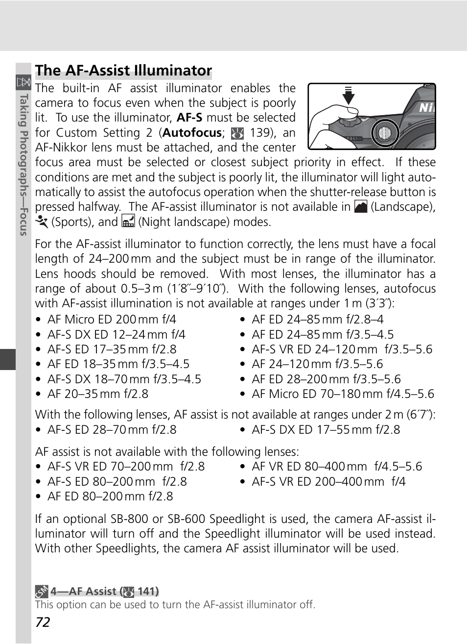 The af-assist illuminator | Nikon D70S User Manual | Page 82 / 219