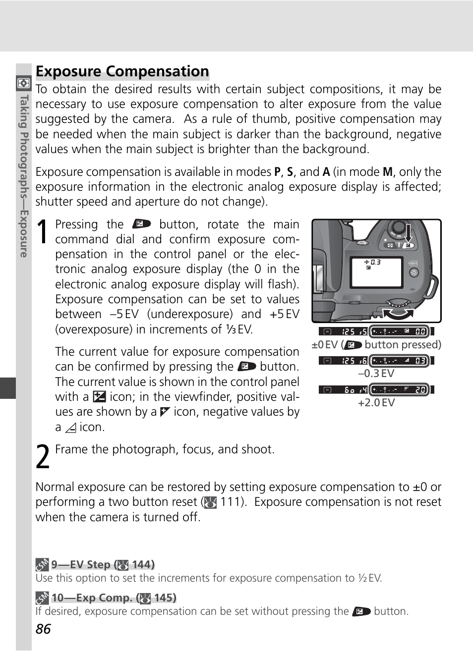 Exposure compensation | Nikon D70S User Manual | Page 96 / 219