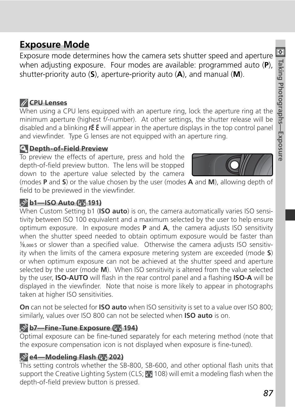 Exposure mode | Nikon D2Xs User Manual | Page 101 / 288