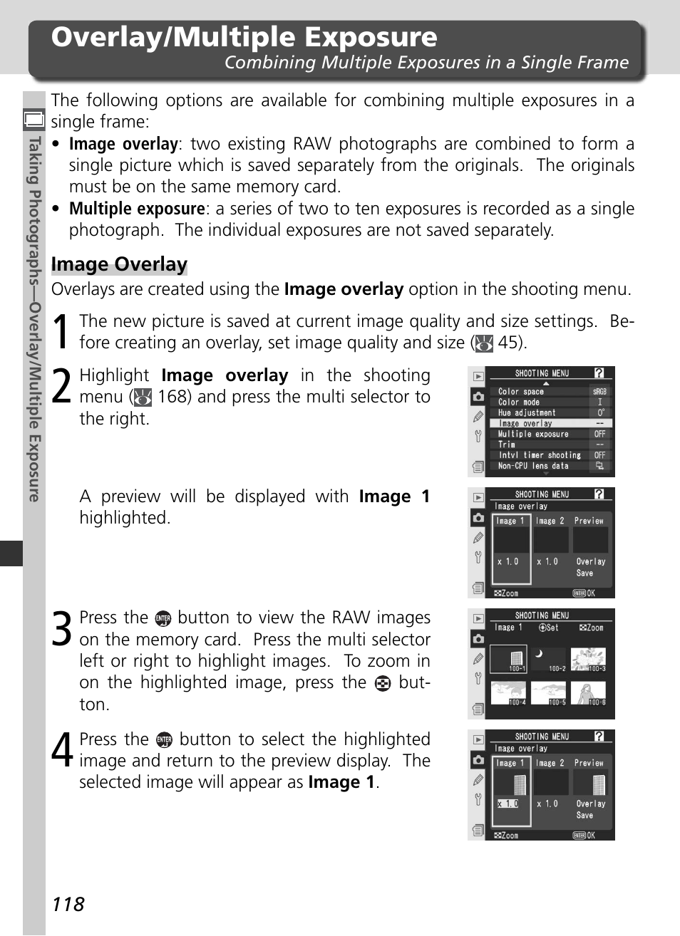 Overlay / multiple exposure | Nikon D2Xs User Manual | Page 132 / 288