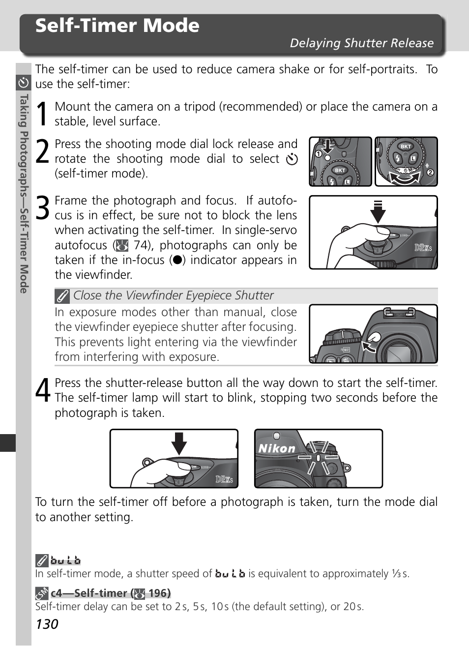 Self-timer mode | Nikon D2Xs User Manual | Page 144 / 288