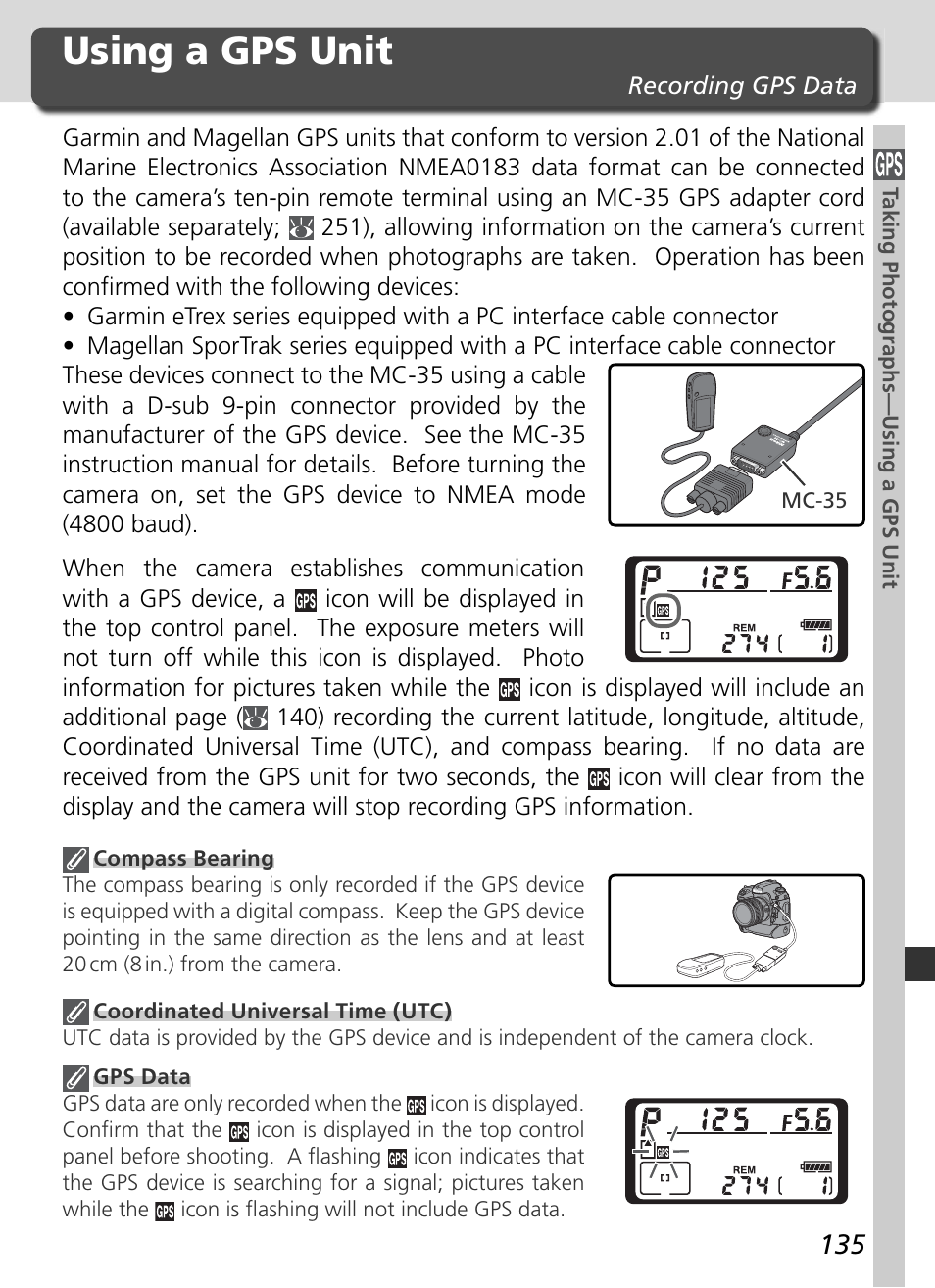 Using a gps unit | Nikon D2Xs User Manual | Page 149 / 288